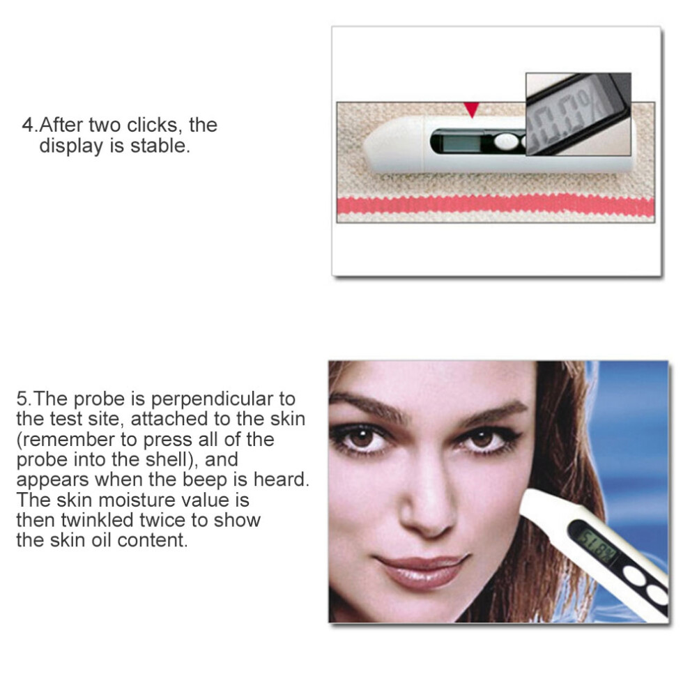 Digital Skin Moisture & Oil Analyzer LCD Monitor Tester, 0~99.9%