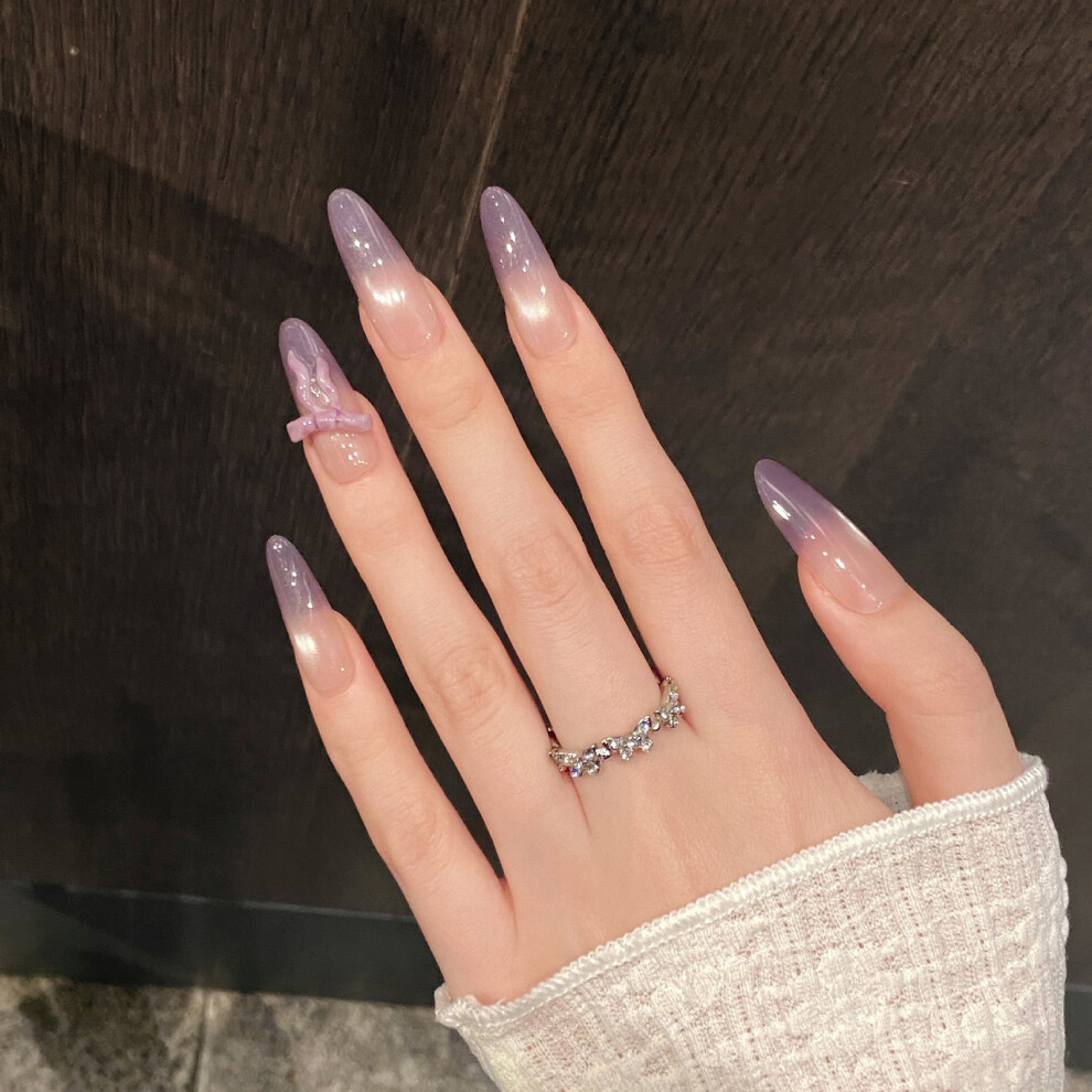 Penghui-Toys (Eternal Ellipse) Cat Eyes Fake Nails With Mauve Tip Natural-Looking Easy To Take On And Apply For Stage Performance Wear