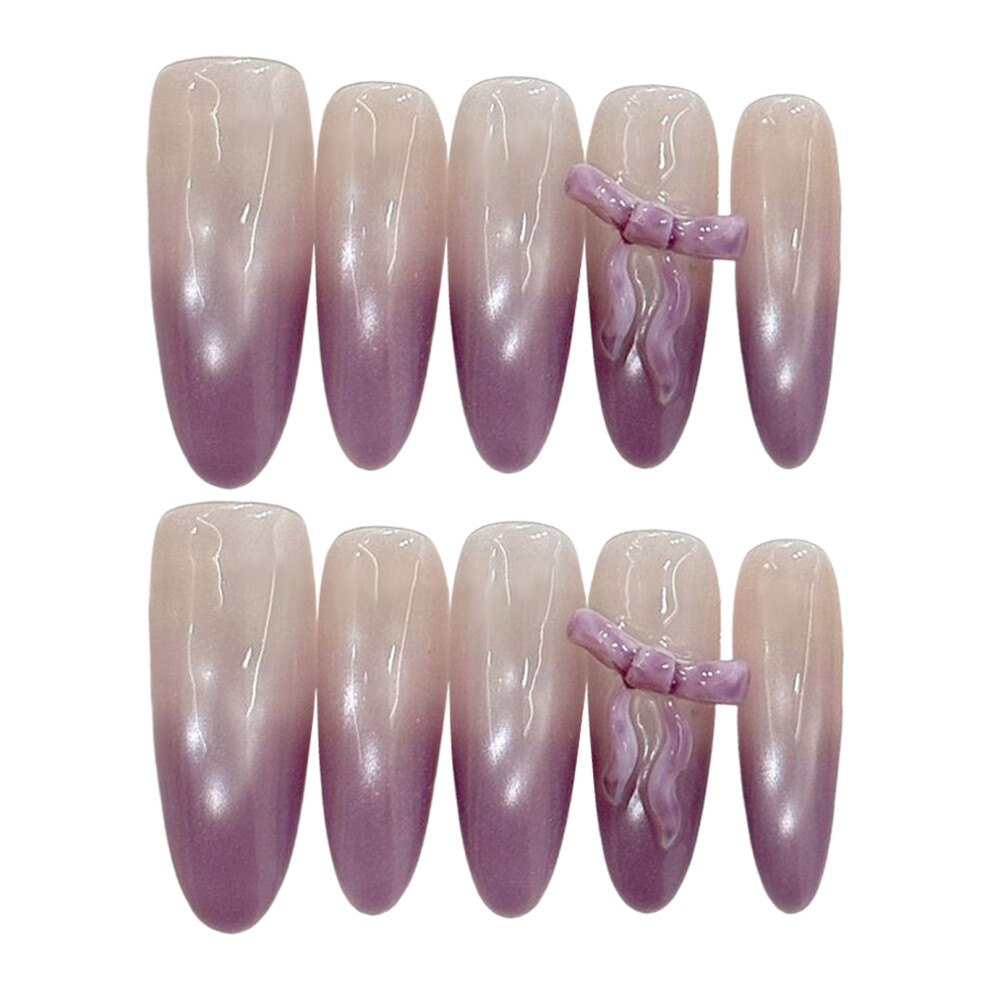 Penghui-Toys (Eternal Ellipse) Cat Eyes Fake Nails With Mauve Tip Natural-Looking Easy To Take On And Apply For Stage Performance Wear