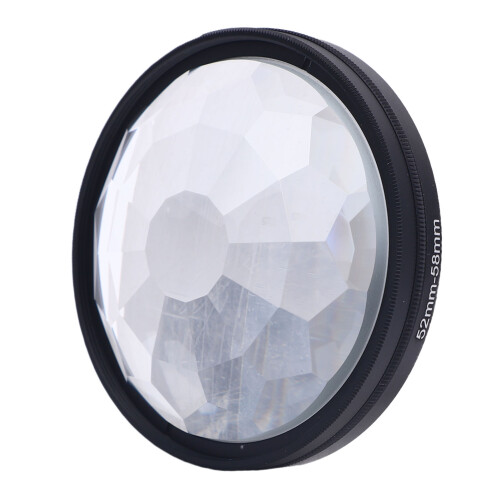 58mm Kaleidoscope Camera Filter with 52mm Adapter Ring for Creative Effects
