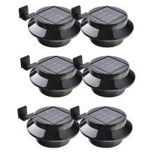 Pack Of 6 Solar Powered Led Lights For Gutter, Fence, Roof, Gutter, Garden, Yard, Wall, Black