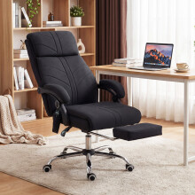 (Black) Vinsetto Vibration Massage Office Chair with Heat, Footrest
