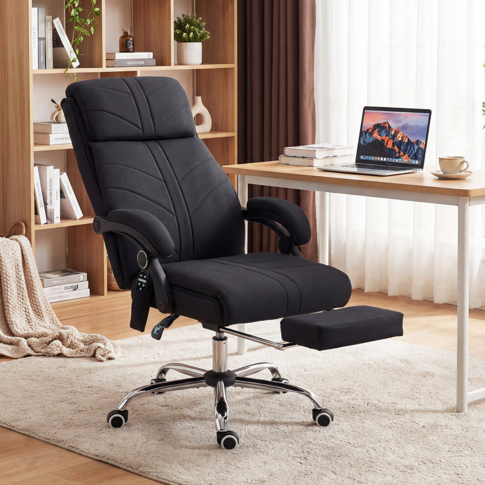 Vinsetto (Black) Vibration Massage Office Chair With Heat, Footrest Black