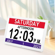 10 Inch Digital Smart Clock with 12 Alarms, 1024x768 TFT Display