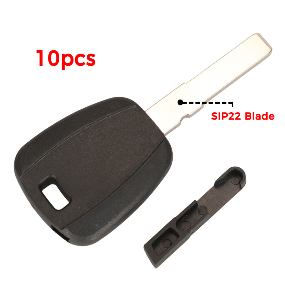 10Pcs For Fiat Key Shell Case Blank 500 Ducato Transponder Car Uncut Sip22 Blade Replacement Black 6935161675269