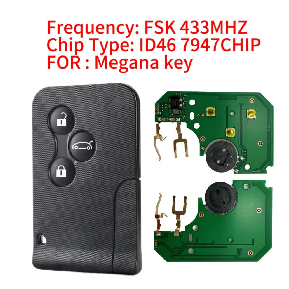 For Renault Megane Scenic 2003-2008 Remote Key 433 Mhz Id46 Pcf7947 Chip 3 Button Auto Replacement Smart Card Key 6935161674453