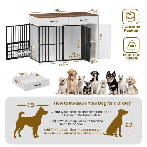 Large Wooden Dog Crate with Drawers 2