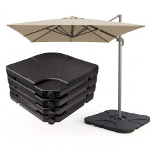 GEEZY Cantilever Square Parasol Base Set of 4 Fillable Heavy Garden Umbrella Weights