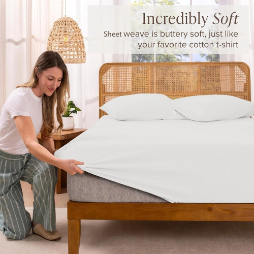(Single, White) 40cm Deep Fitted Sheet - Premium Microfiber Mattress Sheet Single Double & King Sizes UK 1