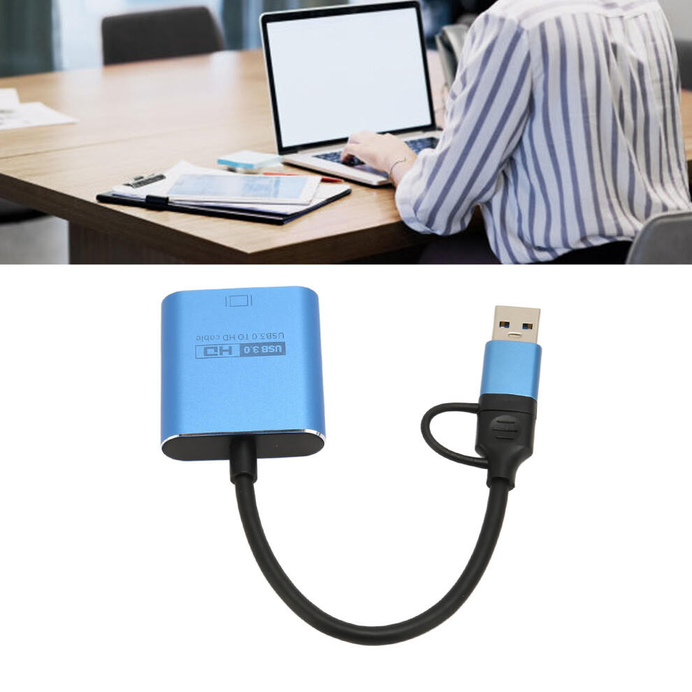 Usb3.0 To Hdmi Adapter 1080P Aluminum Cable Blue 6951393591641