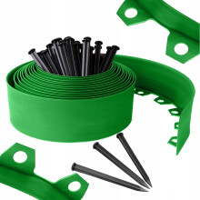 GREEN Plastic, Flexible Landscape Lawn Edging, 10m Length with 20 Pegs, 6 cm High