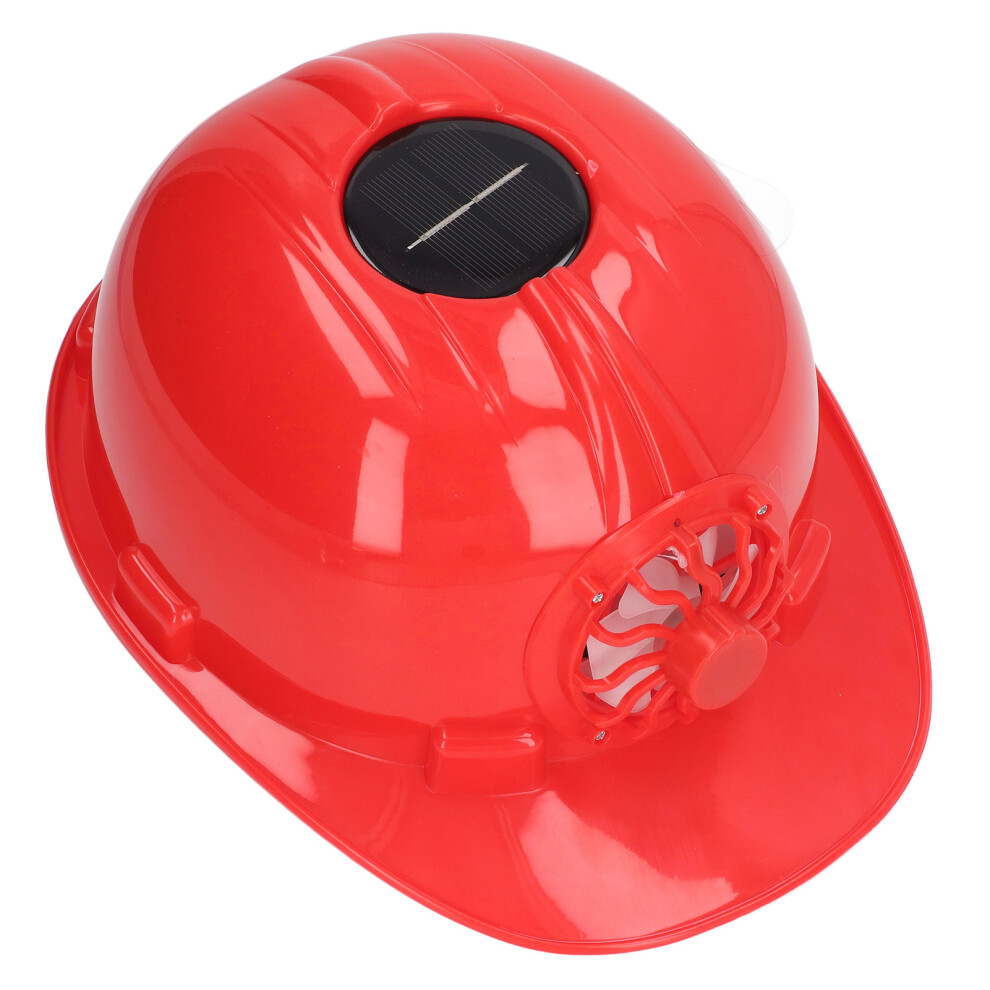 Solar Fan Hard Hat Plastic Ventilated Safety Helmet For Summer Outdoor Work Red 4971388520762