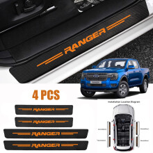 4pcs For Ford Ranger Door Sill Plate Scuff Anti Scratch Sticker Protector Orange