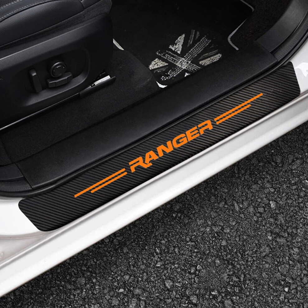 4Pcs | For Ford Ranger Door Sill Plate Scuff Anti Scratch Sticker Protector (Orange) Orange 4069369444968