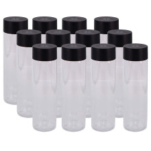 Juice Bottles 12 Pack, 400ml Reusable PET Plastic Bottles with Black Caps for Catering, Takeaway Sensory Play