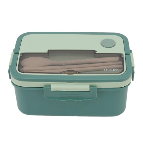 Plastic Lunch Box 1500ml, Compartmentalized, Microwaveable Leak-Proof Bento Box with Handle for School Work 2