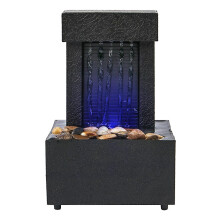 LED-Brunnen mit Wasserfall-Effekt für Haus & Büro, ABS Kunststoff Zendekor mit beruhigendem Wassergeräusch