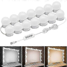 LED Makeup Mirror Light 14 Bulbs with 3 Color Temperatures 10 Brightness Levels, Hollywood Style Vanity Light for Uniform Illumination
