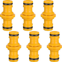 Gartenschlauchverbinder, Doppel-Außengewinde, 6er-Pack, 1/2 Zoll BSP-Gewinde, robuster Kunststoff zur Schlauchverlängerung.
