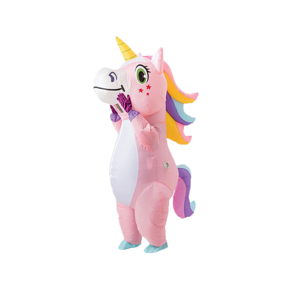 Photos - Fancy Dress  Adult Inflatable Unicorn Costume Pink Full Body Unicorn Cosplay Costumes(Pink)
