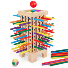 Wooden Board Game Toys, 42 Colourful Sticks Dice Game Math Educational Toy, Family Fun Ball Dropping