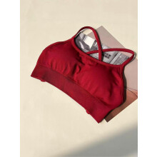 (M,Red)Seamless Cross Sports Bra,Gym Top Women Training Running Yoga Bra Stretch  Sports Underwear Fitness Workout Tank Tops