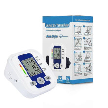 (Blue)Automatic Blood Pressure Monitor - Digital BP Machine for Home Use Elderly, Accurate Upper Arm Cuff, Large LCD Display, Memory Function