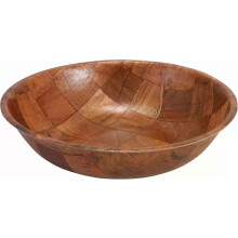 Wooden Salad Bowl 10 Inch Brown Woven Serving Bowl for Salad Pasta Bread Fruits