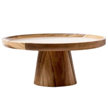 Houten dessertstandaard, klein serveerblad voor gebak en fruit, ideaal voor restaurants en bruiloften.
