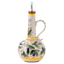 Ceramic Oil Dispenser 680ml with Stainless Steel Spout, Large Capacity Kitchen Cruet for Olive Oil Vinegar