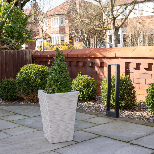 Samuel Alexander 45cm Tall Plastic Slate Effect Garden Patio Planter in Stone 1