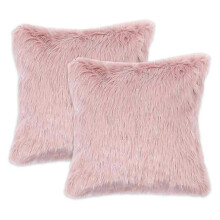Set di 2 fodere decorative per cuscini, 50 x 50 cm, morbide e soffici, in finta lana rosa, per soggiorno, camera da letto o divano.