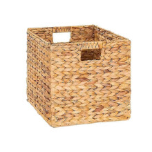 Foldable Storage Basket Large 12x12x12 Inches, Wicker Cube Bin with Handles for Home Organisation