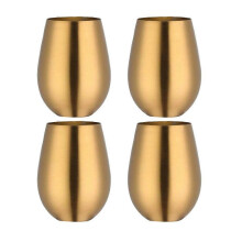 Copo de Vinho Sem Pé 17 oz 4 Unidades Copo de Bebida para Exterior Isolado de Aço Inoxidável Dourado e Inquebrável