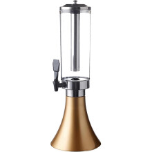 Drink Dispenser 3L with Stainless Steel Ice Tube, LED Light, Tabletop Beer Beverage Tower for Parties