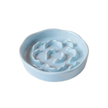 (Blue) Ceramic Slow Food Bowl, High Footed Cat Bowl, Neck Protection Bowl Not Easy To Knock Over Anti Choking Dog Bowl Pet Supplies