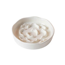 (WHITE) Ceramic Slow Food Bowl, High Footed Cat Bowl, Neck Protection Bowl Not Easy To Knock Over Anti Choking Dog Bowl Pet Supplies