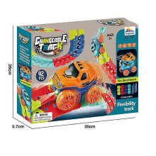 (92pc) Kids Race Track Set, Anti-Gravity Flexible Track Toy with LED Light-Up Car, Interchangeable Car Shells & Multicolor Changeable Tracks