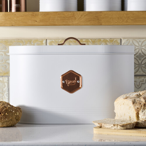Cooks Professional Cooks Professional Bread Bin | White / Copper 1