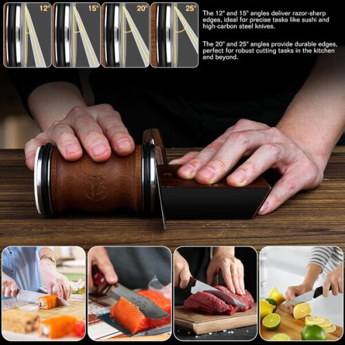 Roller Knife Sharpener 400 Grit Diamond Ceramic Double Sided with 4 Angle Base for Kitchen Knife Sharpening and Polishing Tool 1