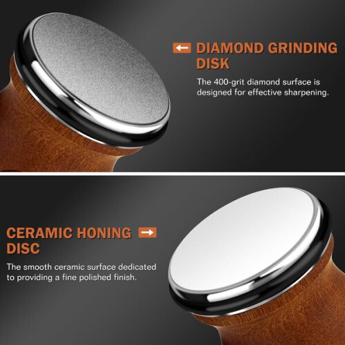 Roller Knife Sharpener 400 Grit Diamond Ceramic Double Sided with 4 Angle Base for Kitchen Knife Sharpening and Polishing Tool 2