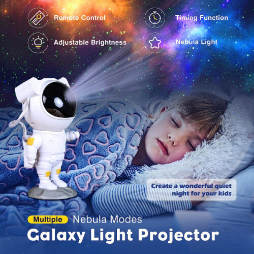 Galaxy Projector with Remote Control Timer, Adjustable Astronaut Night Light for Bedroom Ceiling, Nebula and Stars Effect 1