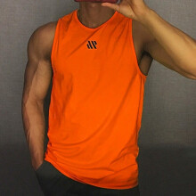 (Orange black slash, M) Workout Sleeveless Shirts for Men Athletic Casual Bodybuilding Gym Sleeveless Shirts for Active Men Fitness Lovers