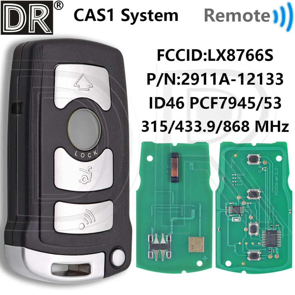 Dr Great Cas1 Stystem Id46 Pcf7945/7953 315/433.9/868Mhz Half Smart Car Remote Key Fcc:lx8766s For Bmw 7 Series 730 740 E65 E66 6935161658088