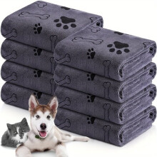 Toalha de Microfibra para Cães e Gatos, Super Absorvente e de Secagem Rápida, Toalha Cinza para Banho e Higienização