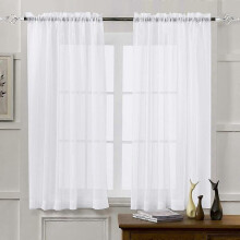 Sheer Curtains 54x63 Inch White - Light Privacy Balance Polyester Voile for Window Dressing