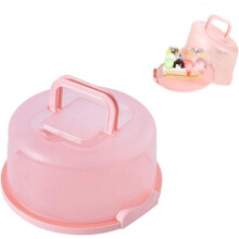 Scatola per Torte 8 Pollici in PP Alimentare, Coperchio Trasparente con Manico Rosa per Trasporto