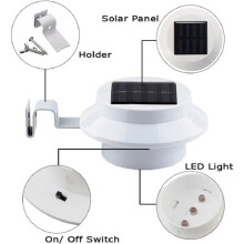 Solar Wall Light 8-Pack, IP67 Waterproof, White Outdoor Light for Courtyard, Path Stair Illumination