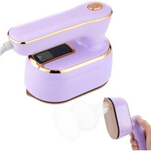Mini ferro da stiro a vapore da 1000 W, si riscalda rapidamente in 15 secondi, serbatoio dell'acqua da 100 ml, manico pieghevole ideale per i viaggi.