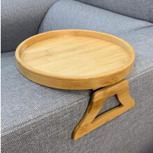 Bamboo Sofa Armrest Pad, Foldable Clip-on Bedside Table with Storage for Living Room Organiser